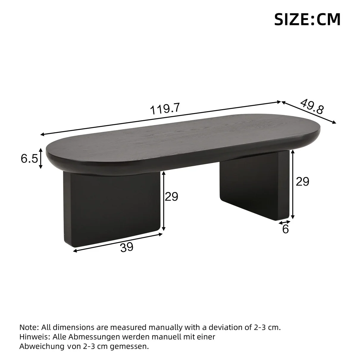 Merax Ovaler Couchtisch, minimalistisches Design, pflegeleichte Sprühlack-Oberfläche 5