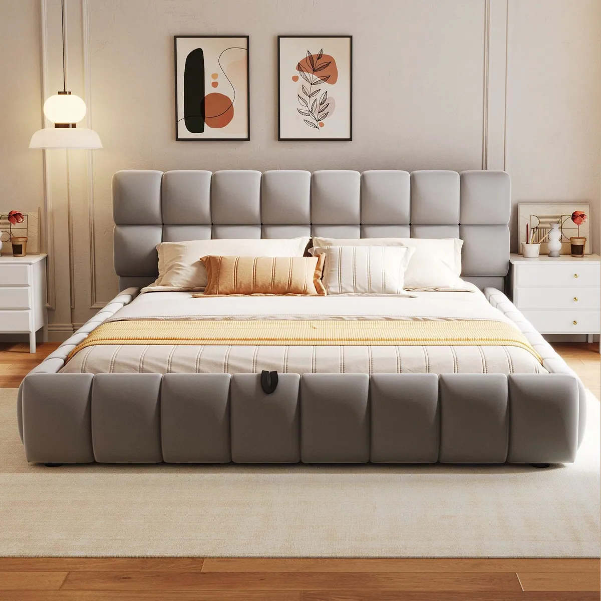 Merax Polsterbett 140x200cm, elegantes Design mit Stauraum 2