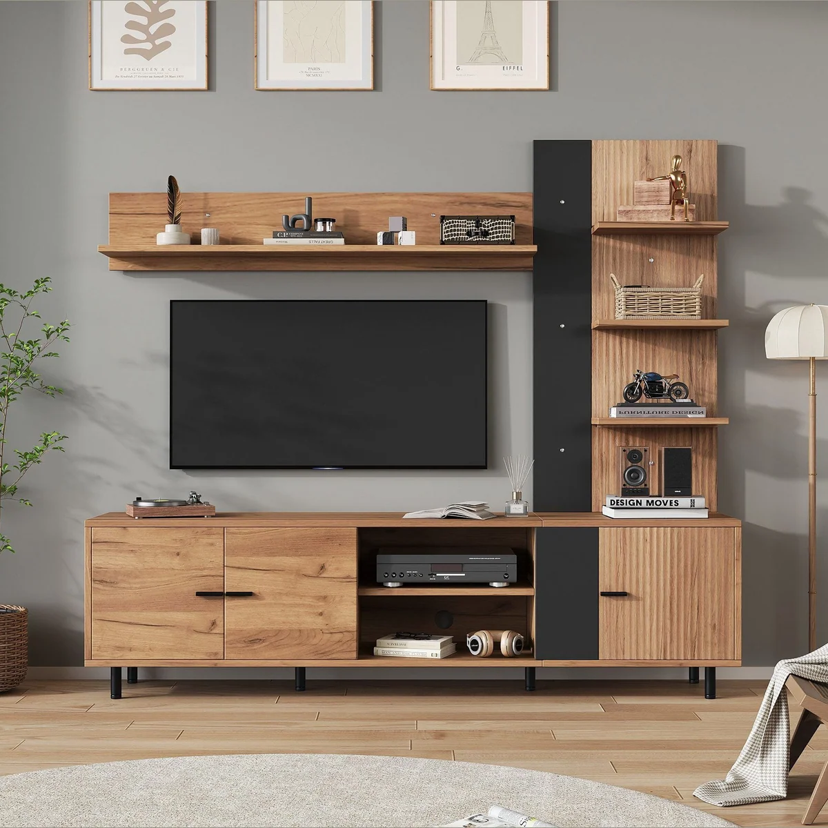 Merax Wohnwand mit Vitrine & Regal, modernes Design & vielseitige Nutzung 4