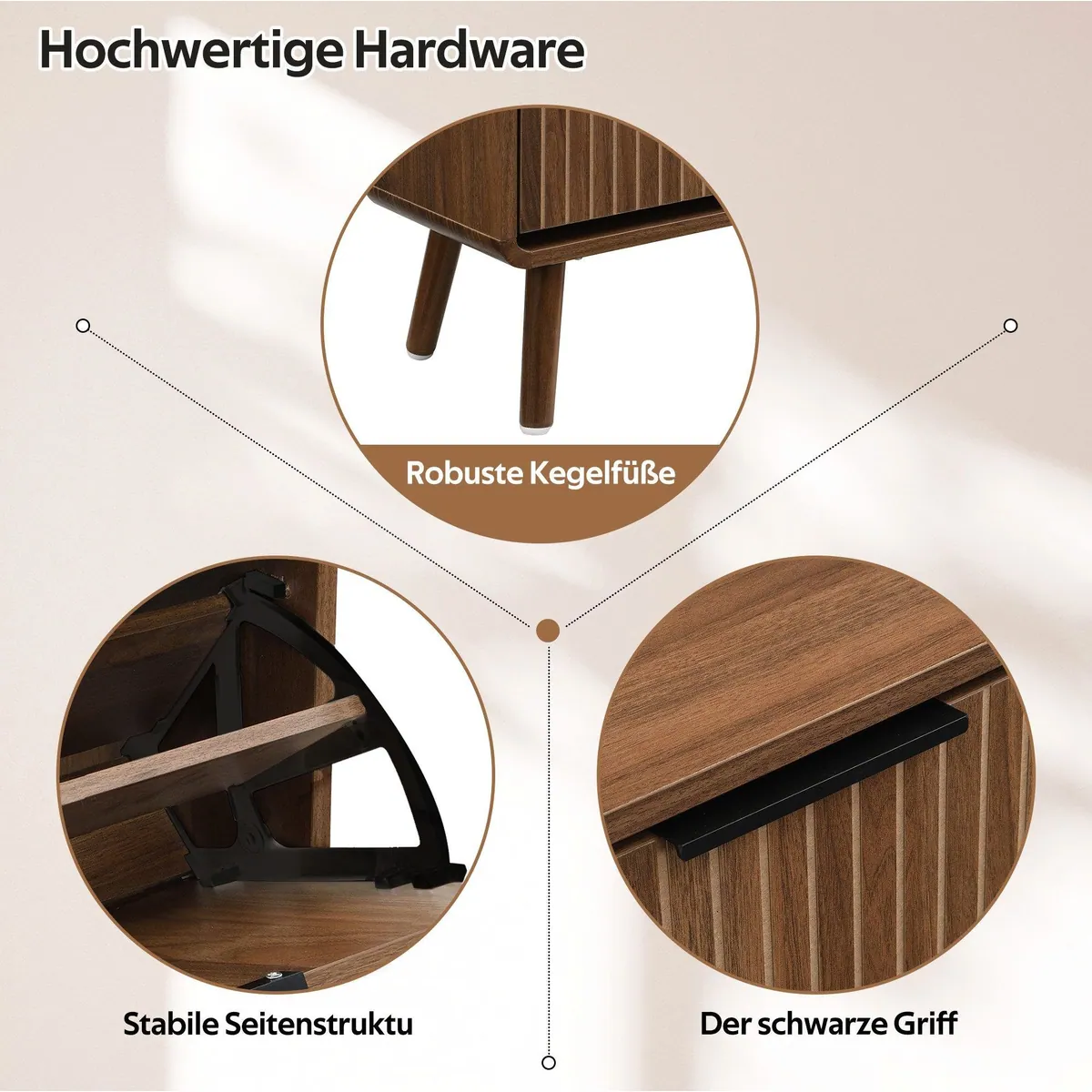 Merax Schuhschrank in Holzmaserung-Optik, doppelstöckig für 18–24 Paar Schuhe 4