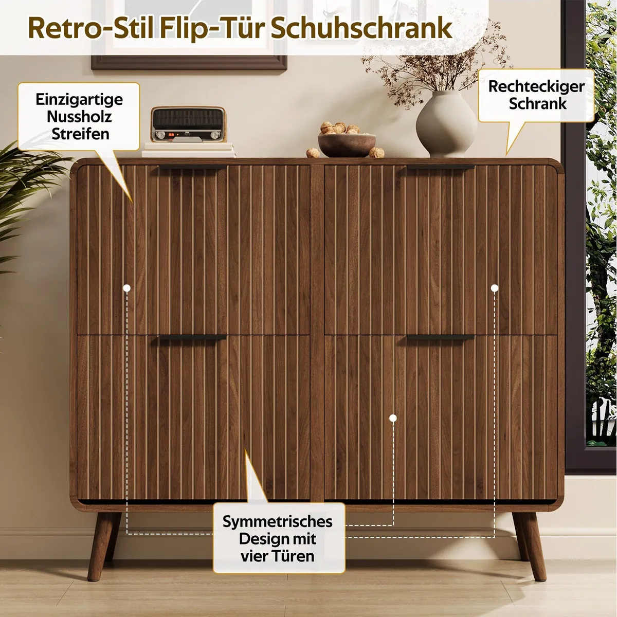 Merax Schuhschrank in Holzmaserung-Optik, doppelstöckig für 18–24 Paar Schuhe 5