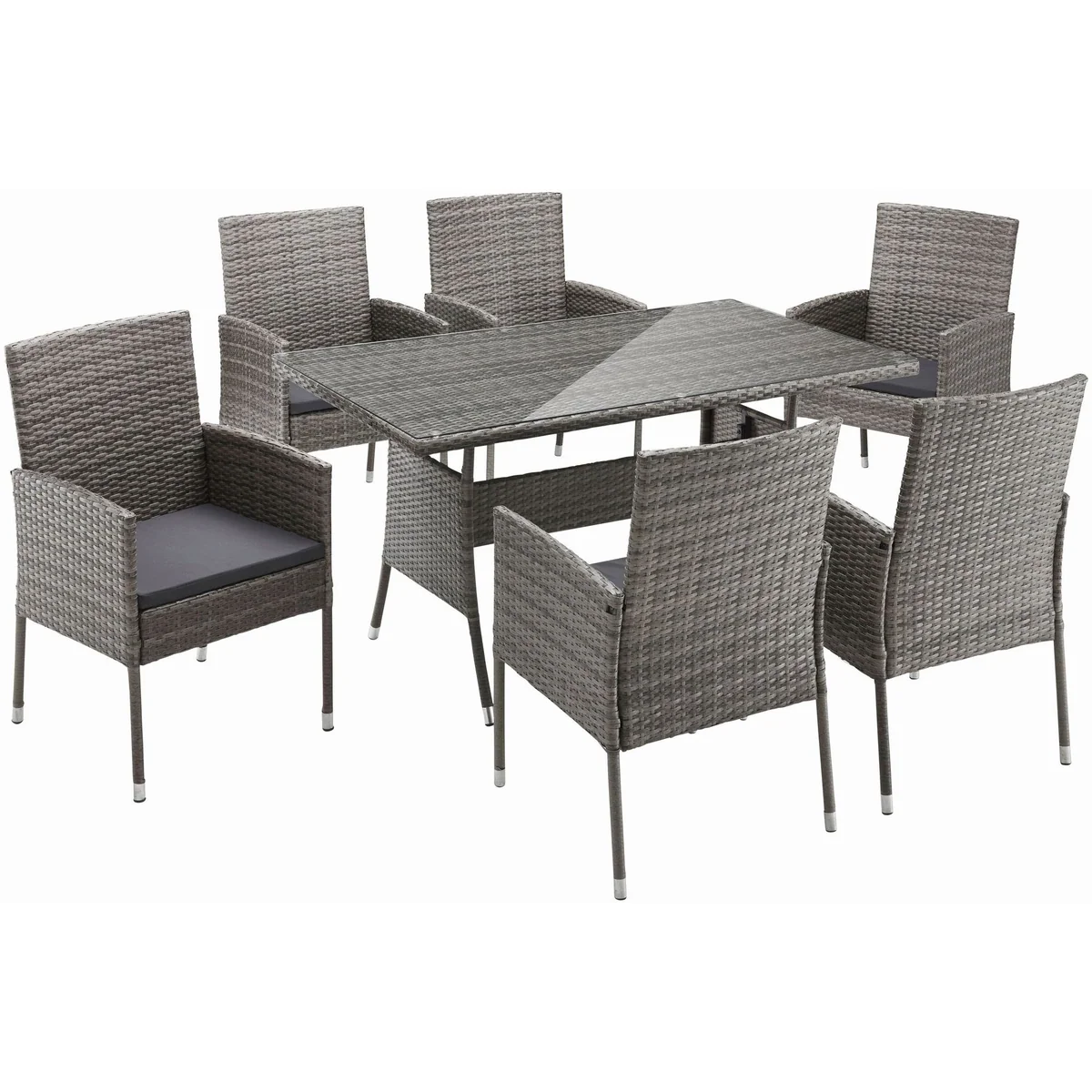 MERXX Garten-Essgruppe Costa Rica, 13-tlg., 6 Sessel & Tisch 140x80 cm 2