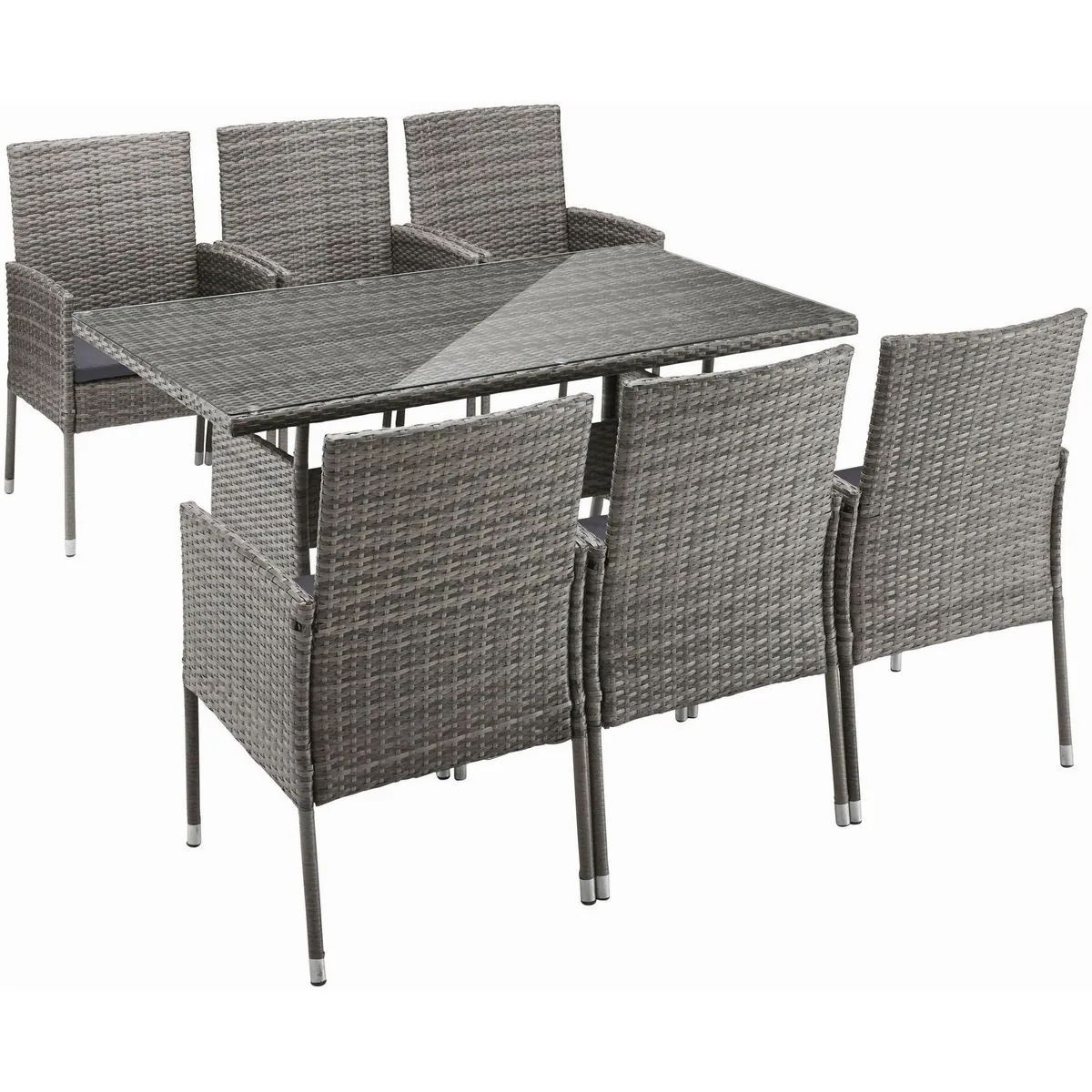 MERXX Garten-Essgruppe Costa Rica, 13-tlg., 6 Sessel & Tisch 140x80 cm 4