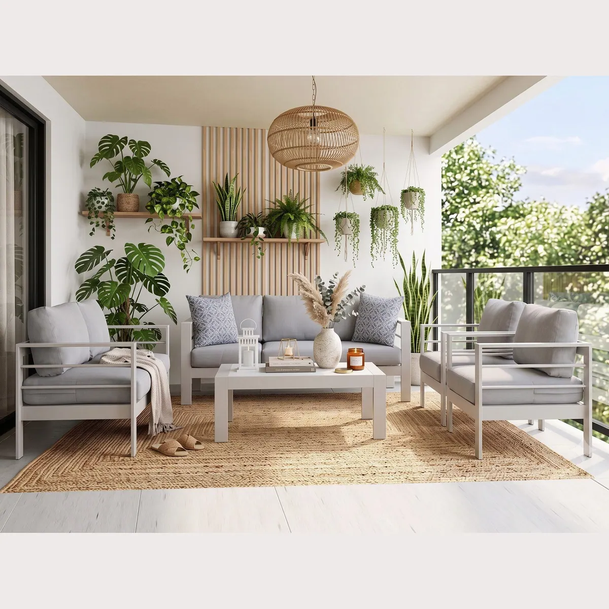 MeXo Gartenlounge-Set, Aluminium, (12cm Deluxe Kissen, 5-tlg., bis 140kg pro Sitzplatz)