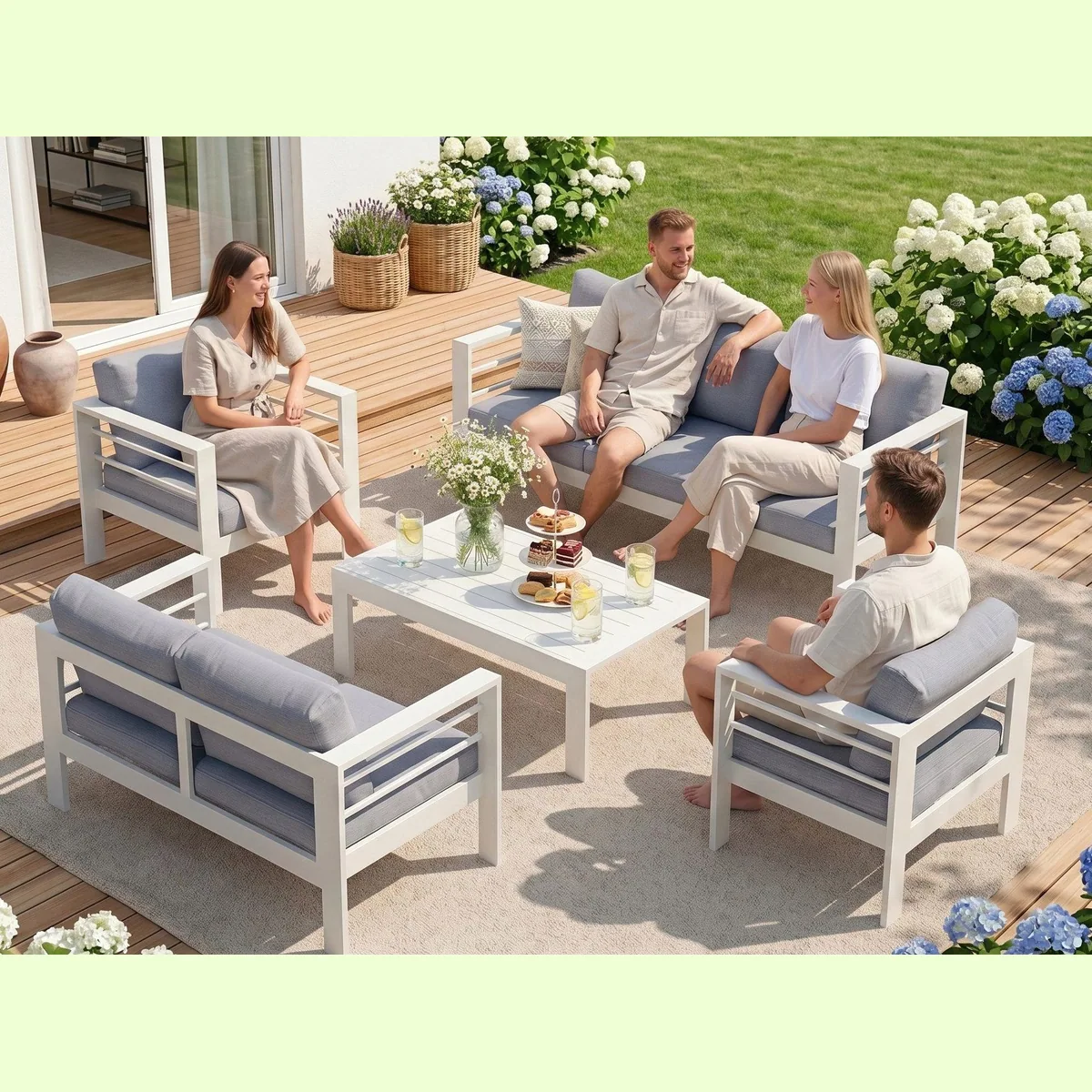 MeXo Gartenlounge-Set, Aluminium, (12cm Deluxe Kissen, 5-tlg., bis 140kg pro Sitzplatz) 3
