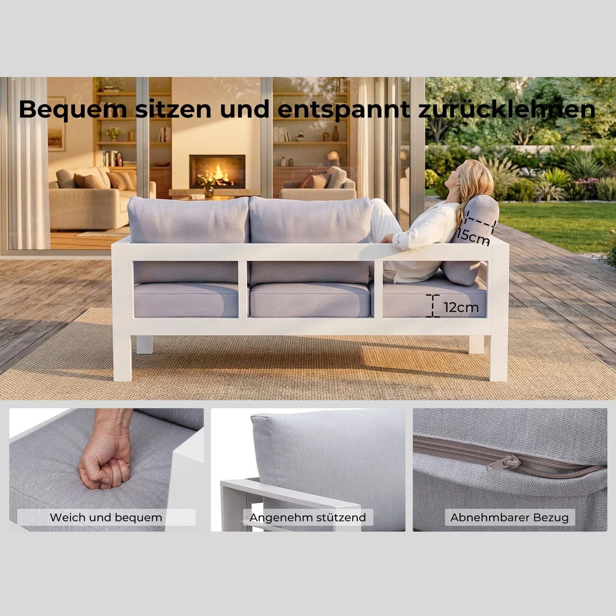MeXo Gartenlounge-Set, Aluminium, (12cm Deluxe Kissen, 5-tlg., bis 140kg pro Sitzplatz) 4