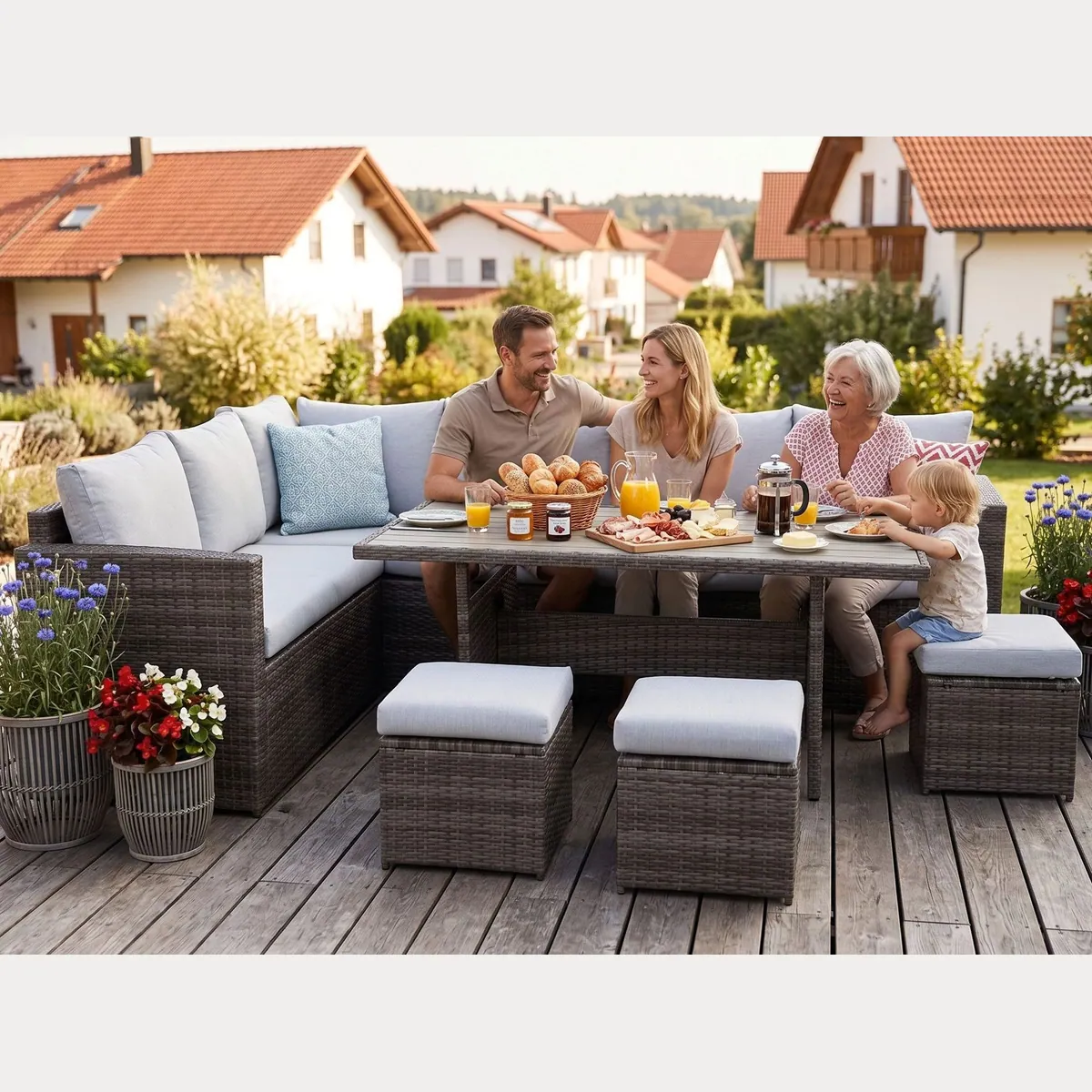 MeXo Gartenlounge Set, 7-teilig, wetterfest, für 8 Personen — Modular, pflegeleicht, robust 3