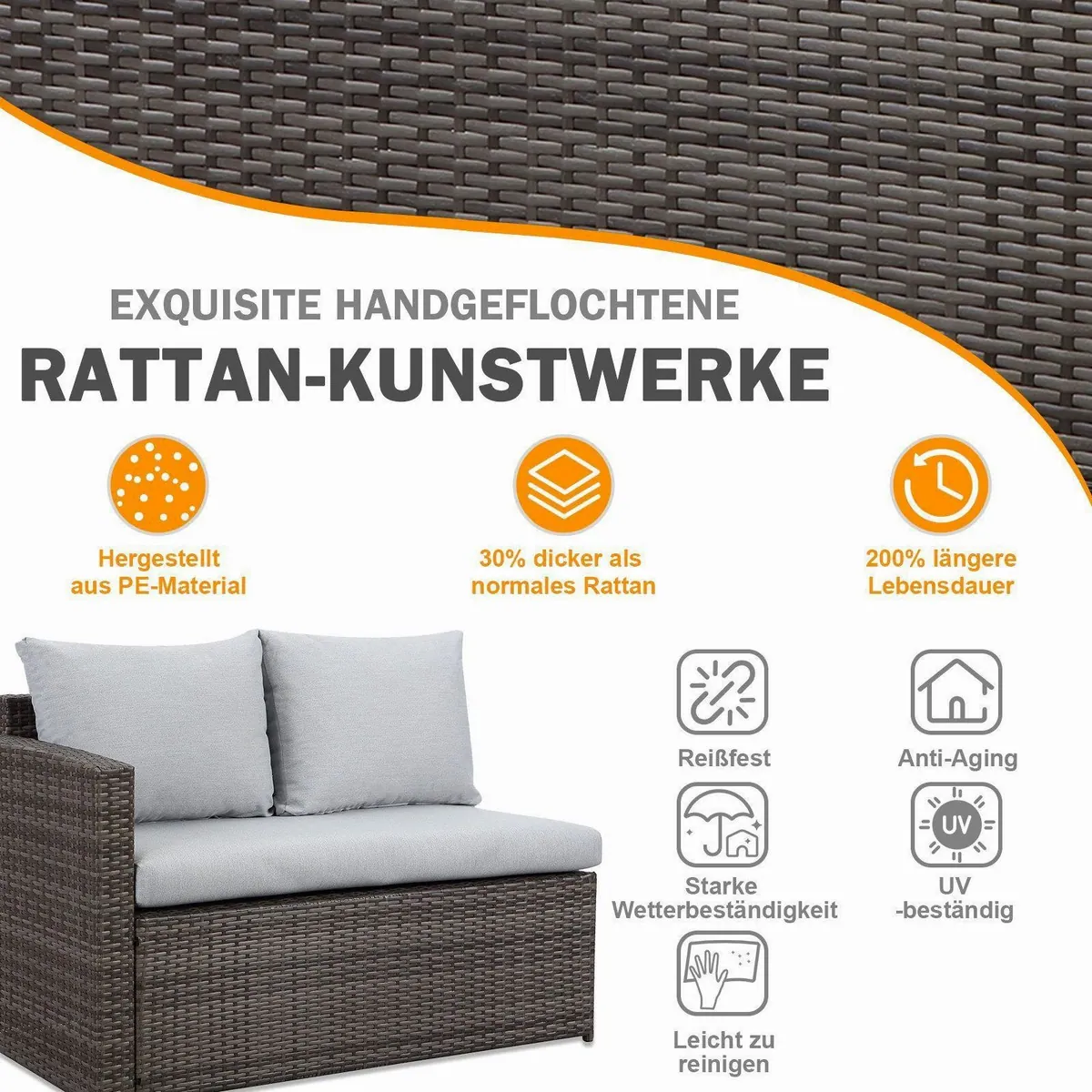 MeXo Gartenlounge Set, 7-teilig, wetterfest, für 8 Personen — Modular, pflegeleicht, robust 5