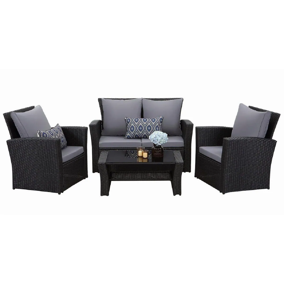 MeXo Gartenlounge-Set Polyrattan, wetterfest, ergonomisch, 4-tlg. — für Komfort im Außenbereich 2
