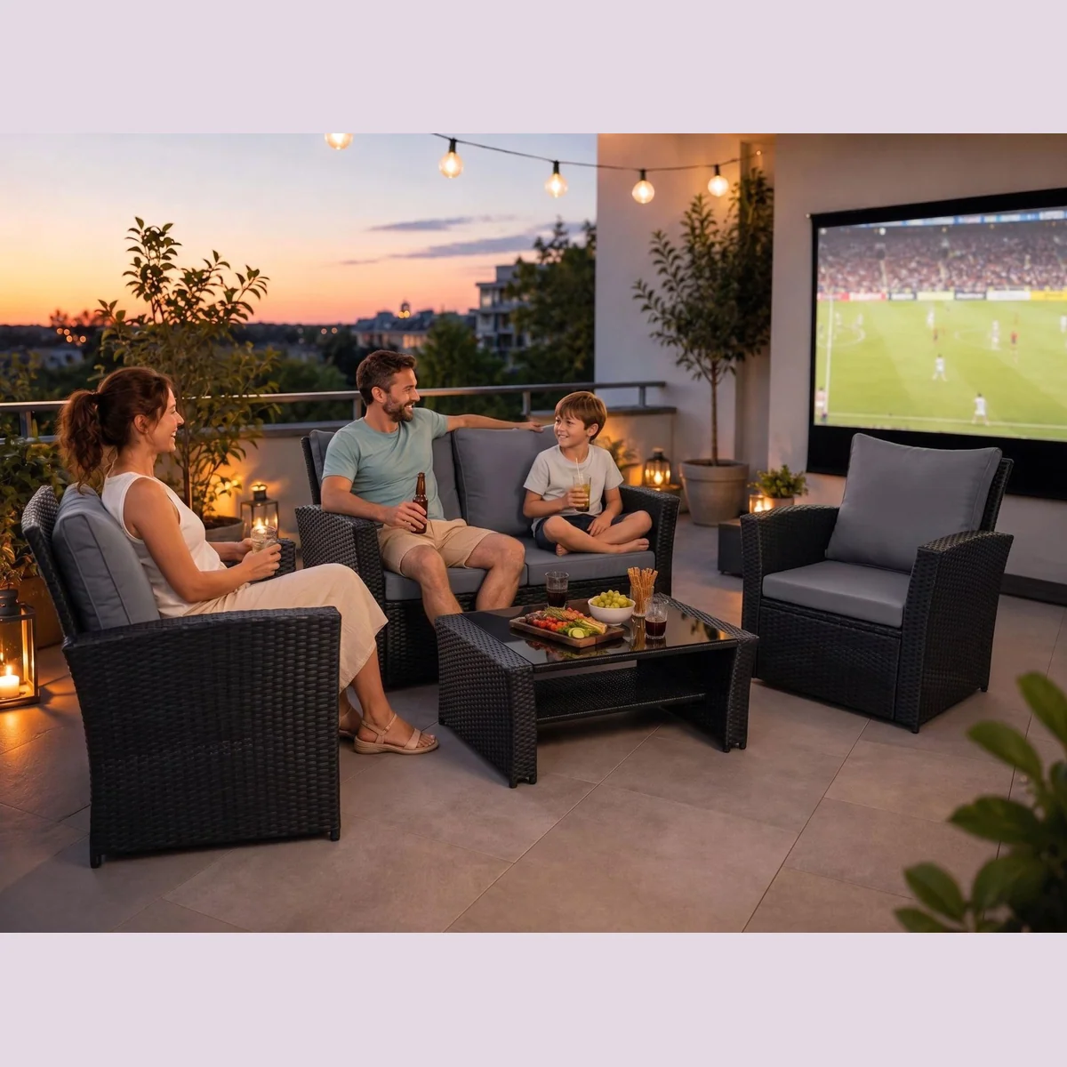 MeXo Gartenlounge-Set Polyrattan, wetterfest, ergonomisch, 4-tlg. — für Komfort im Außenbereich 3
