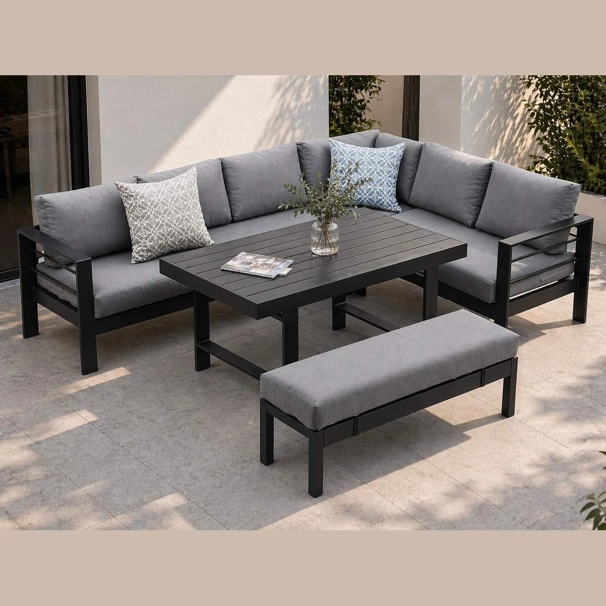 MeXo Gartenlounge-Set XXL, Aluminium für 6-8 Personen, wetterfest und pflegeleicht