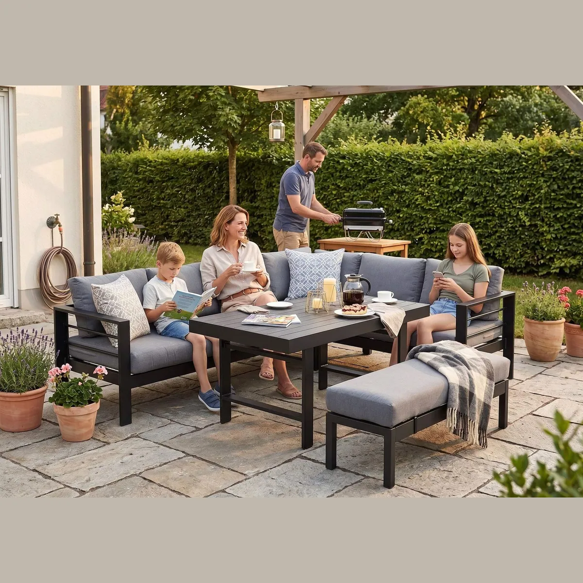 MeXo Gartenlounge-Set XXL, Aluminium für 6-8 Personen, wetterfest und pflegeleicht 5