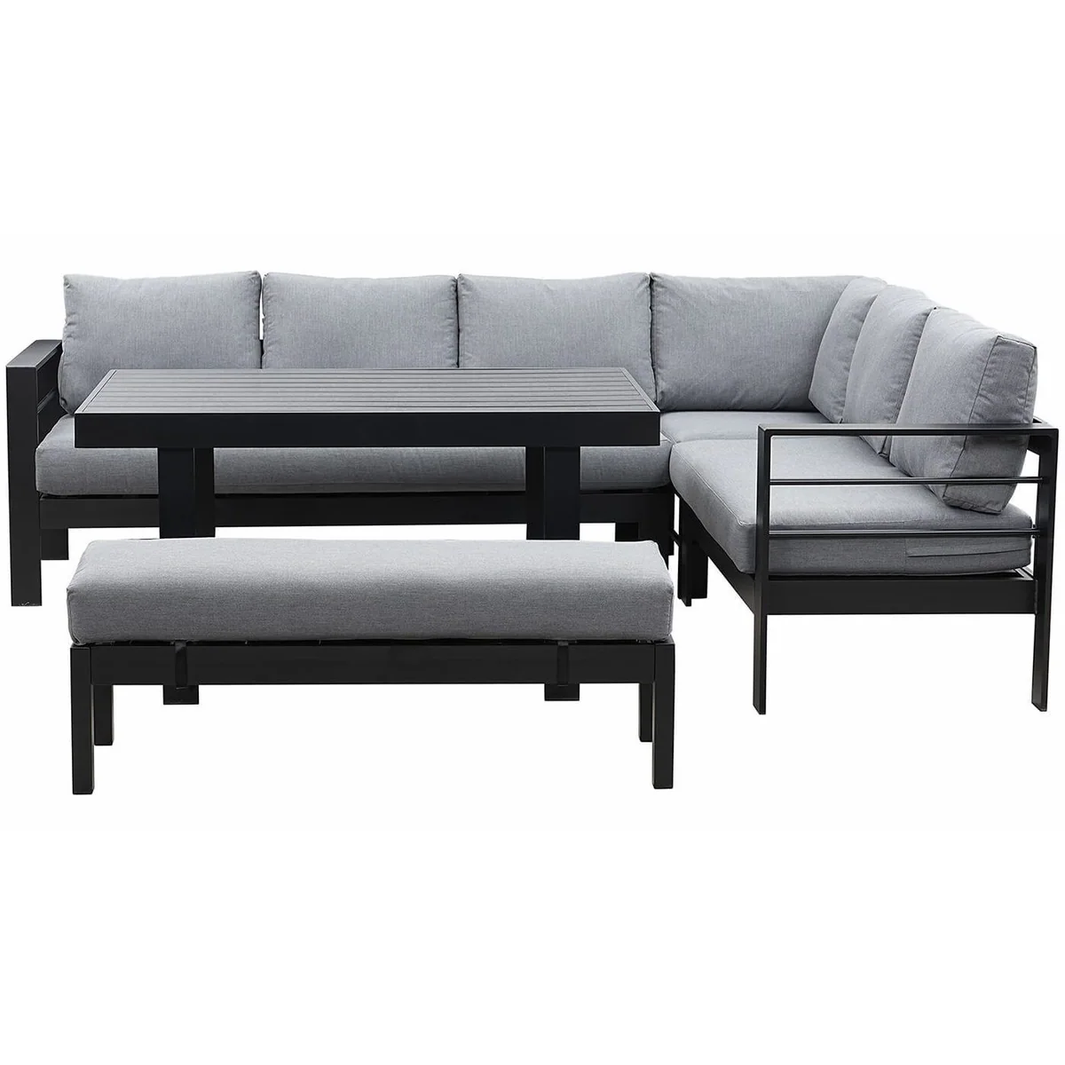 MeXo Gartenlounge-Set XXL, wetterfeste Aluminium-Ecklounge mit Esstisch – für 6-8 Personen 2