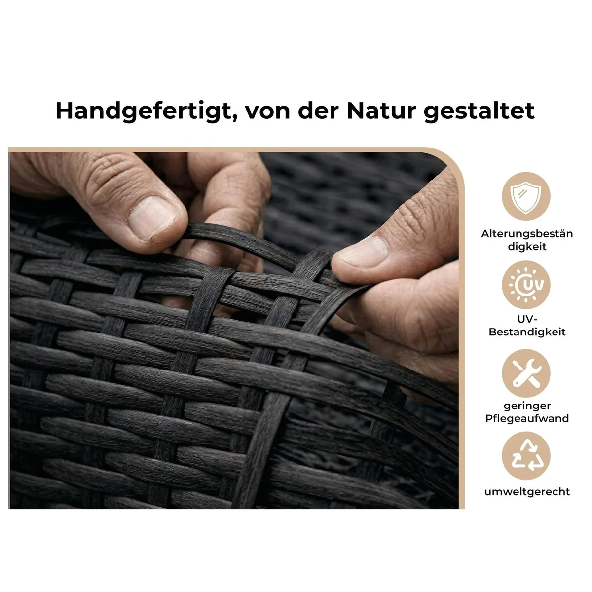 MeXo Gartenlounge-Set Poly-Rattan, wetterfest, ergonomisch & handgefertigt 3
