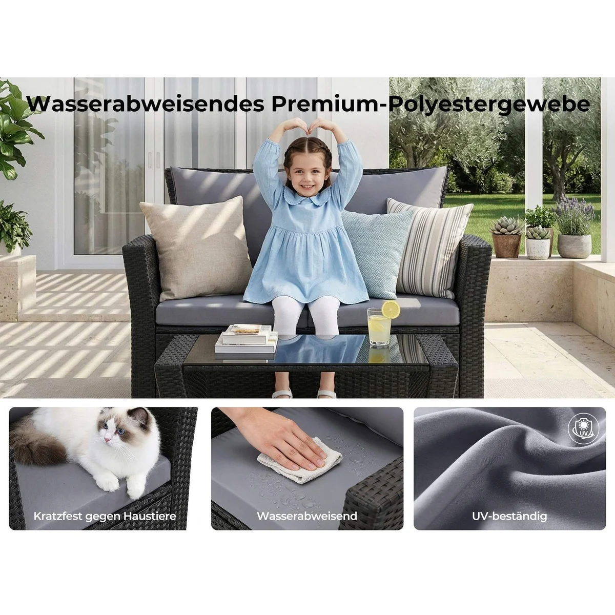 MeXo Gartenlounge-Set Poly-Rattan, wetterfest, ergonomisch & handgefertigt 5