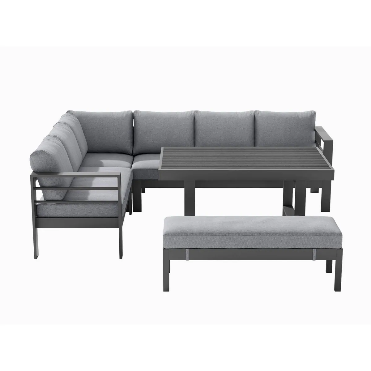 MeXo Gartenlounge-Set XXL, wetterfest, Aluminium, pflegeleichte Tischplatte 2