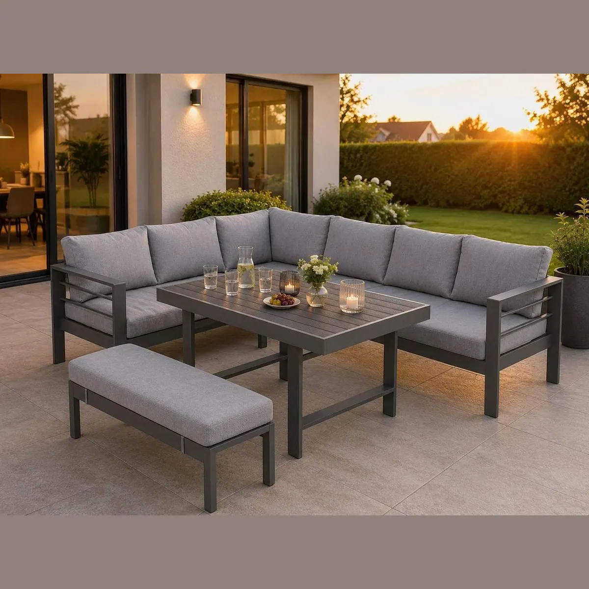 MeXo Gartenlounge-Set Aluminium, modernes Design, hoher Komfort, langlebige Qualität