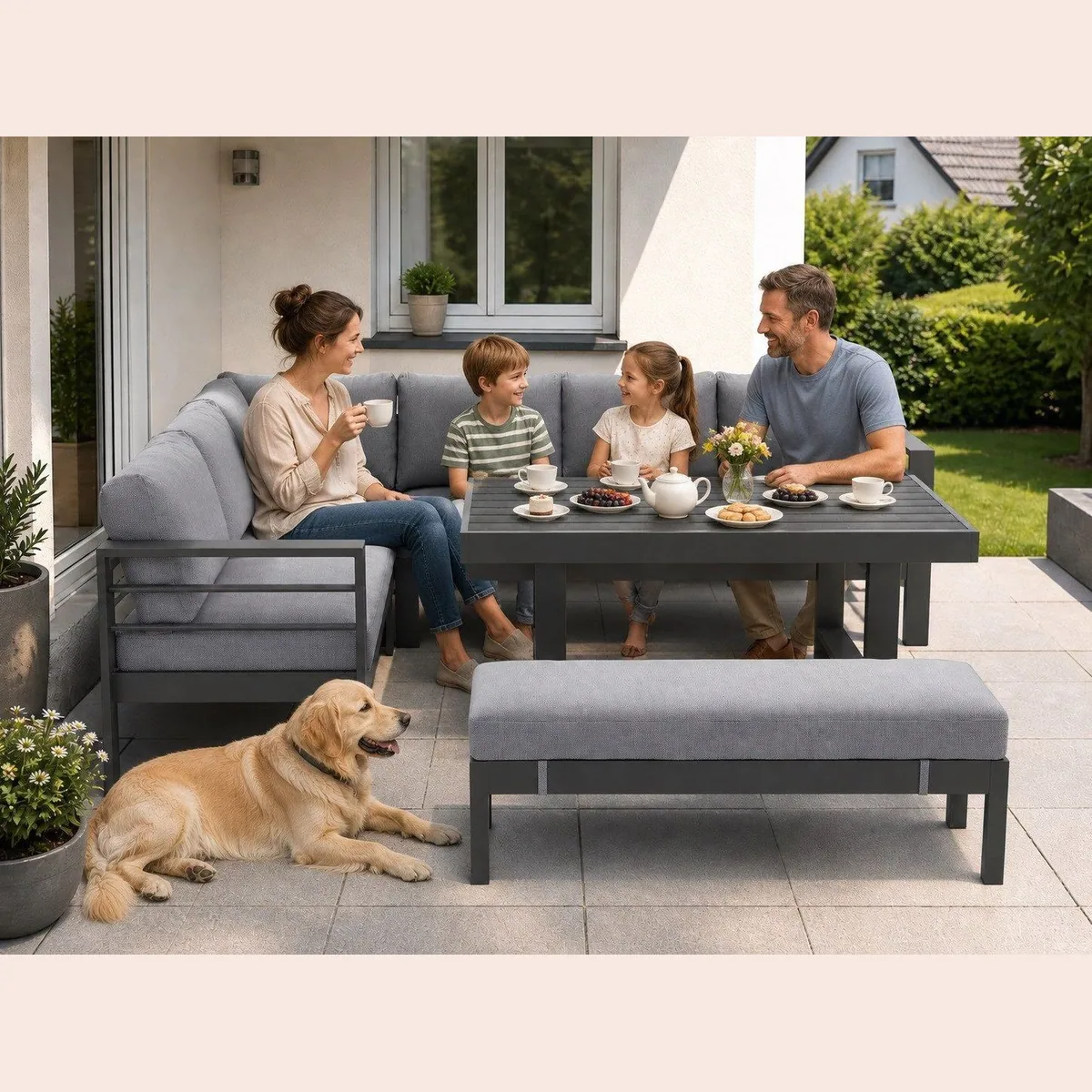 MeXo Gartenlounge-Set Aluminium, modernes Design, hoher Komfort, langlebige Qualität 4