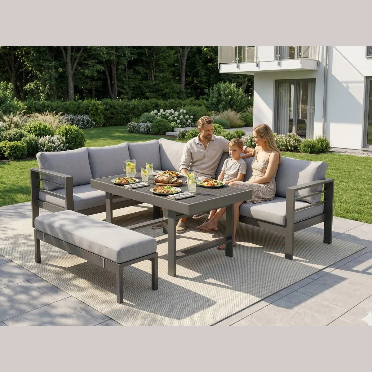 MeXo Gartenlounge-Set Aluminium, modernes Design, hoher Komfort, langlebige Qualität 5