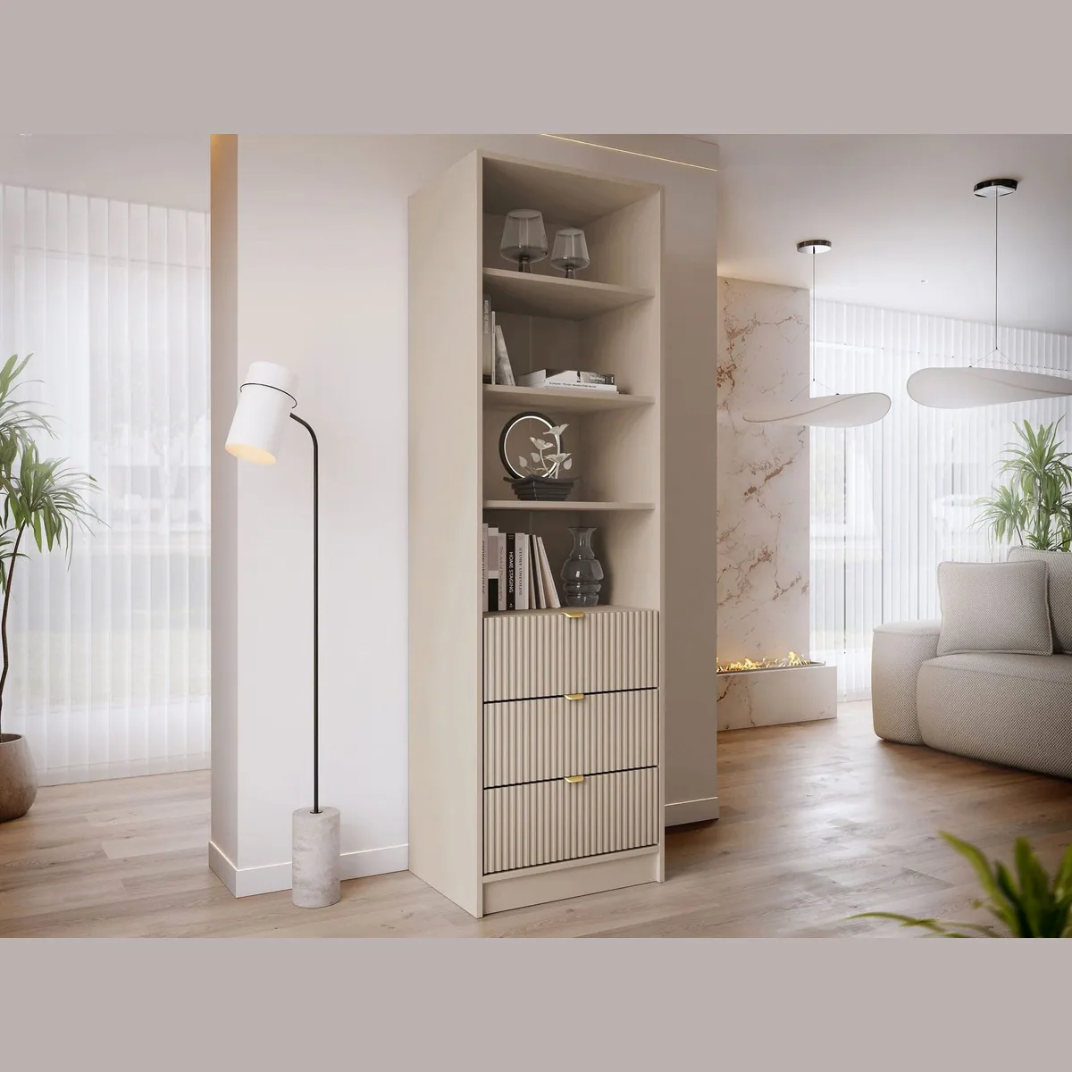 MIRJAN24 Regal Tireno 3SZ, elegante Aluminiumgriffe in Gold 2