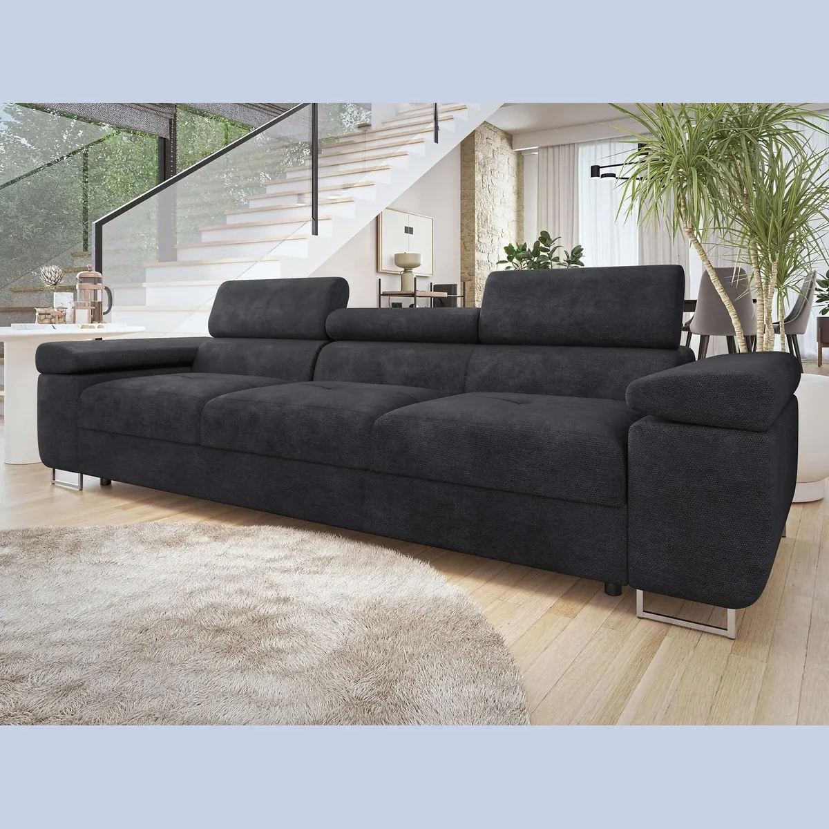 MIRJAN24 Sofa Torezio 3, verstellbare Kopfstützen, freistehend — 263x102x70-90 cm