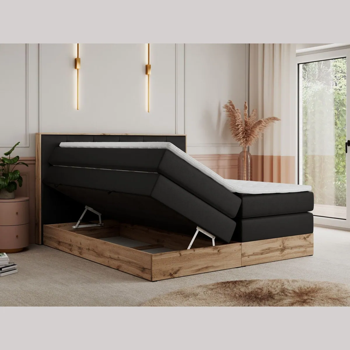 MKS MÖBEL Boxspringbett VENETO KING, stilvolles Design, optimale Körperanpassung, großzügiger Stauraum 3