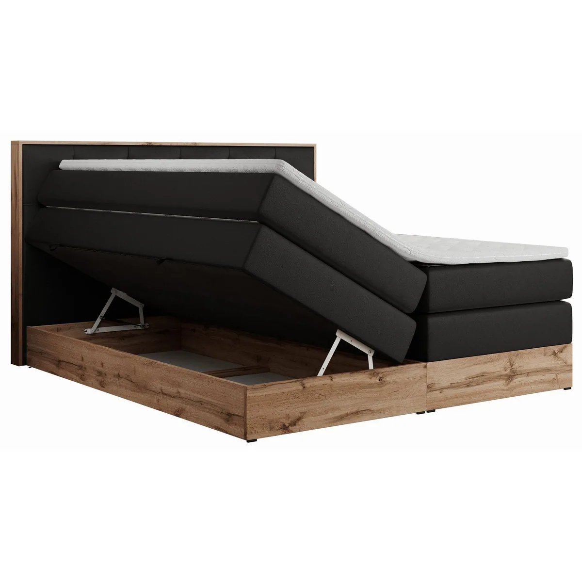 MKS MÖBEL Boxspringbett VENETO KING, stilvolles Design, optimale Körperanpassung, großzügiger Stauraum 4