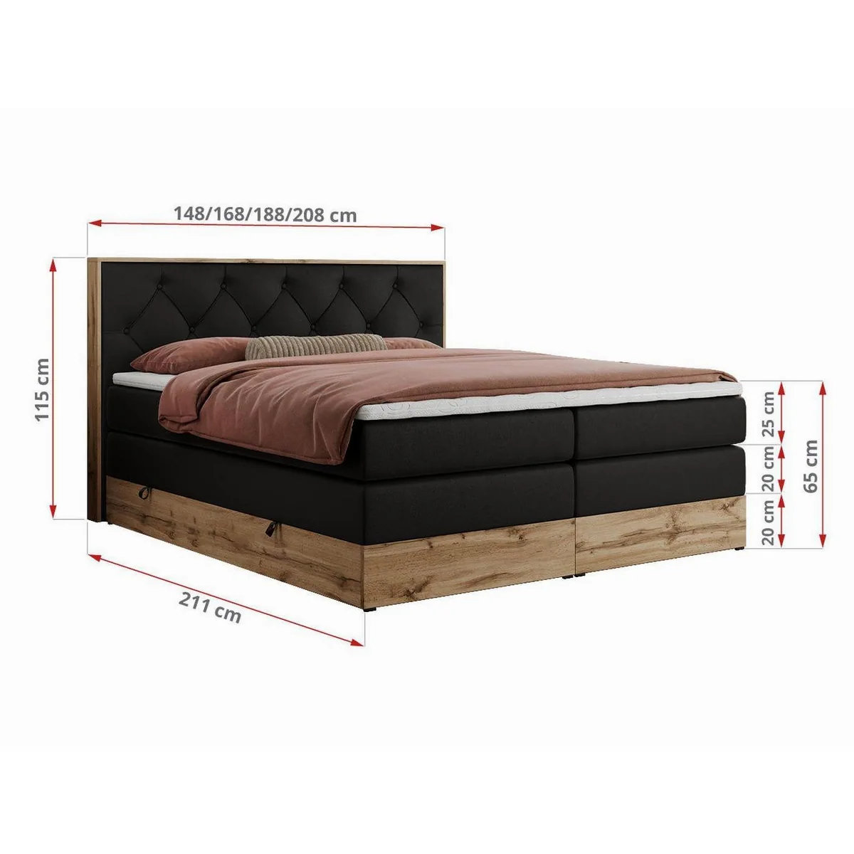 MKS MÖBEL Boxspringbett VENETO KING, stilvolles Design, optimale Körperanpassung, großzügiger Stauraum 5