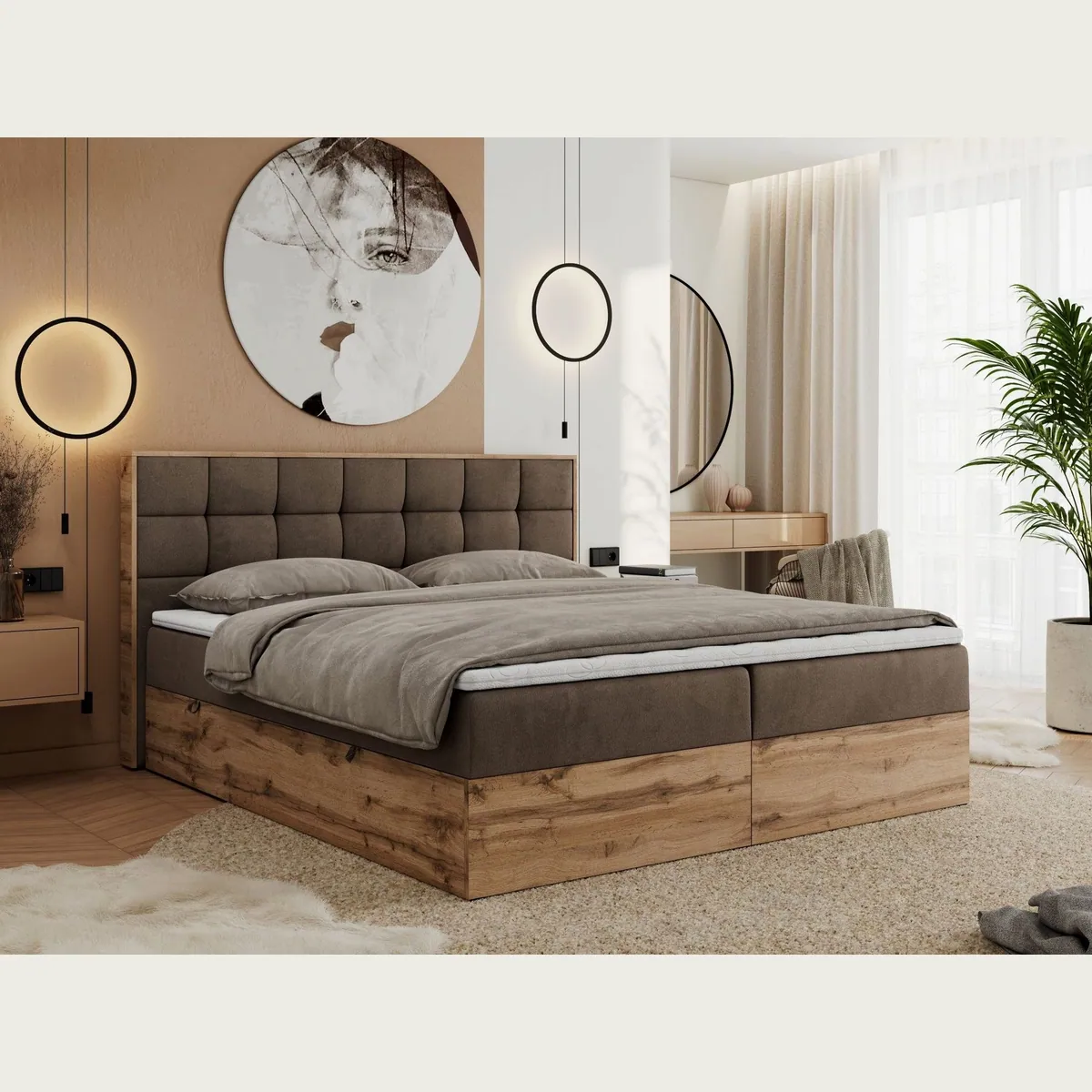 MKS MÖBEL Boxbett ALBERO 1, modernes Design, Stauraum, optimaler Schlafkomfort