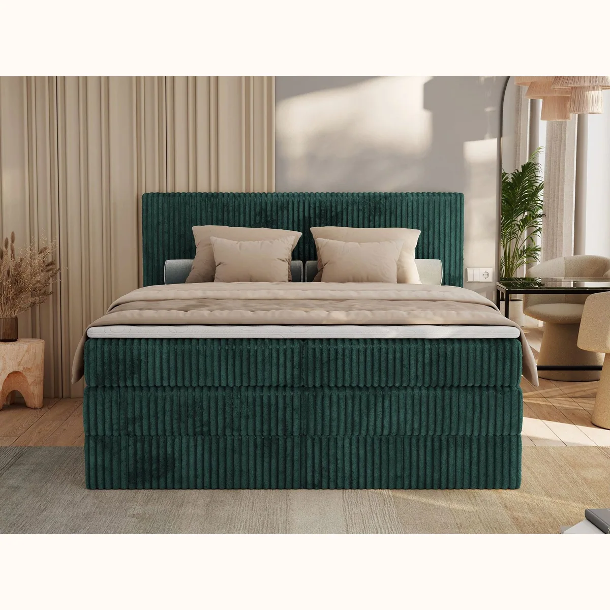 MKS MÖBEL Boxspringbett TILIANO KING, elegantes Design, optimaler Schlafkomfort, Stauraumfunktion 2