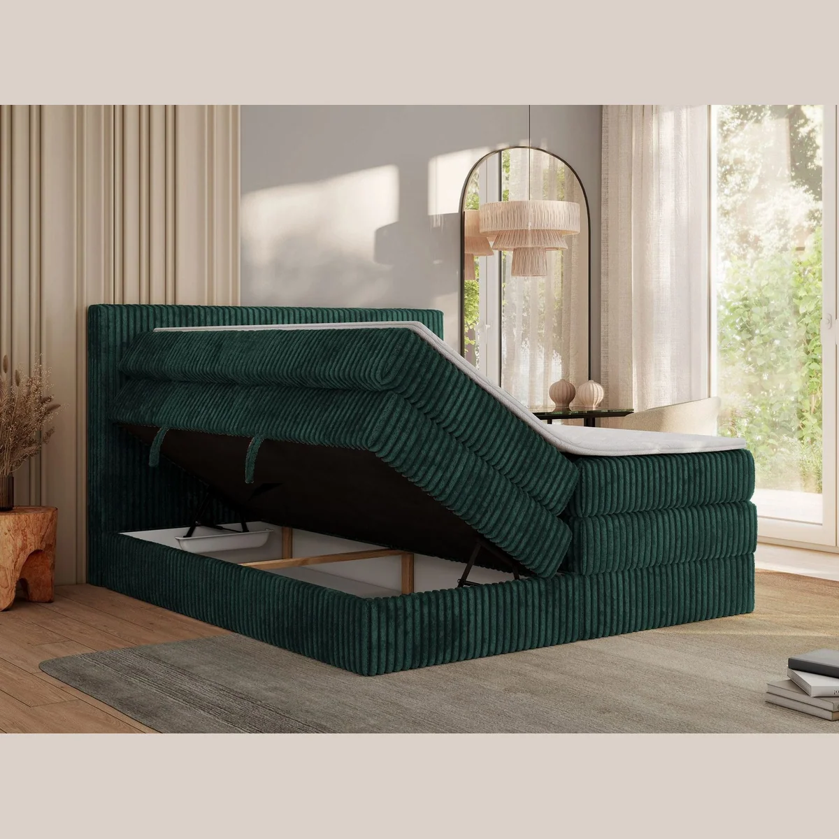 MKS MÖBEL Boxspringbett TILIANO KING, elegantes Design, optimaler Schlafkomfort, Stauraumfunktion 3