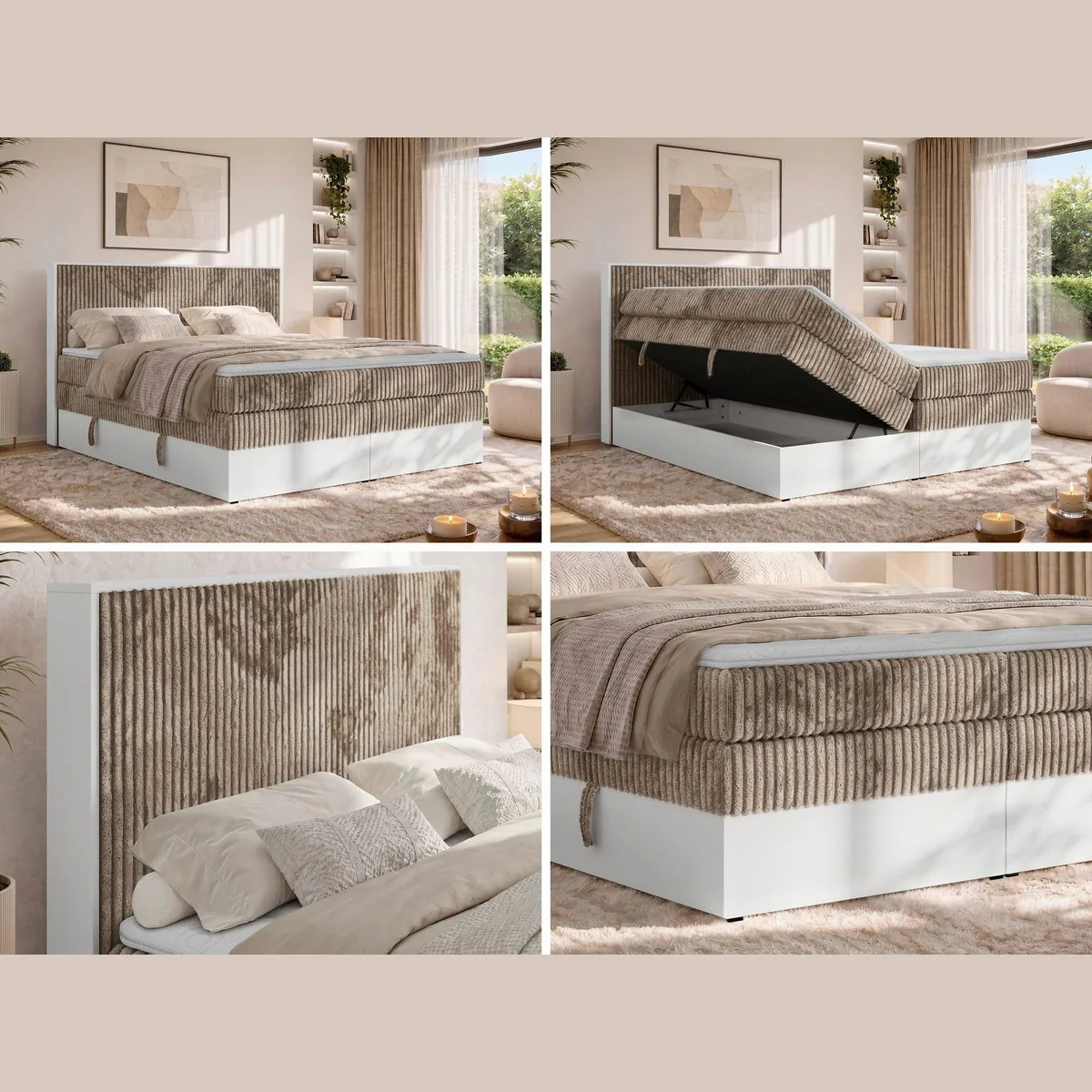 MKS MÖBEL Boxspringbett TRAVIT KING, luxuriöses Design, Stauraum, individuelle Matratzenoptionen 3