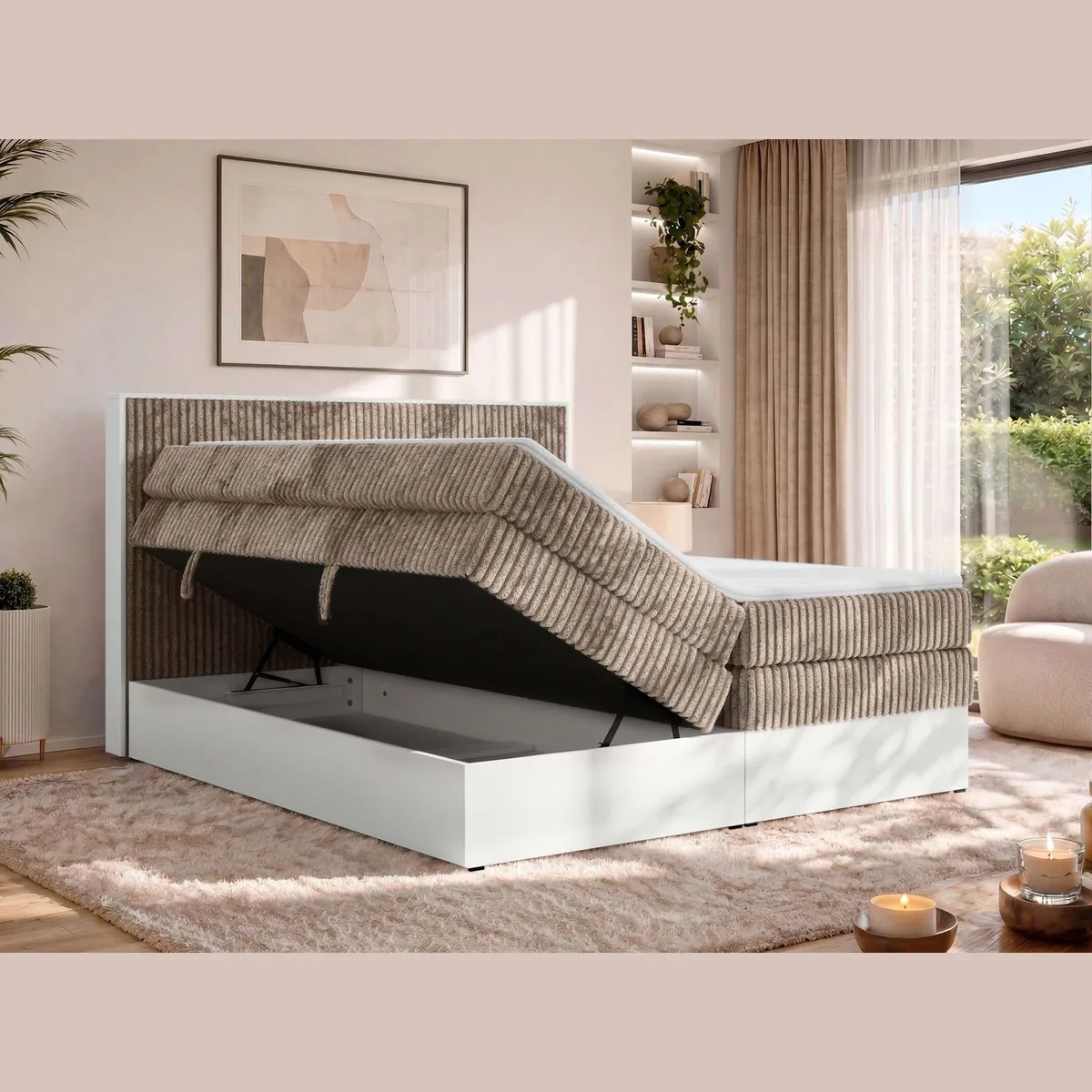 MKS MÖBEL Boxspringbett TRAVIT KING, luxuriöses Design, Stauraum, individuelle Matratzenoptionen 5