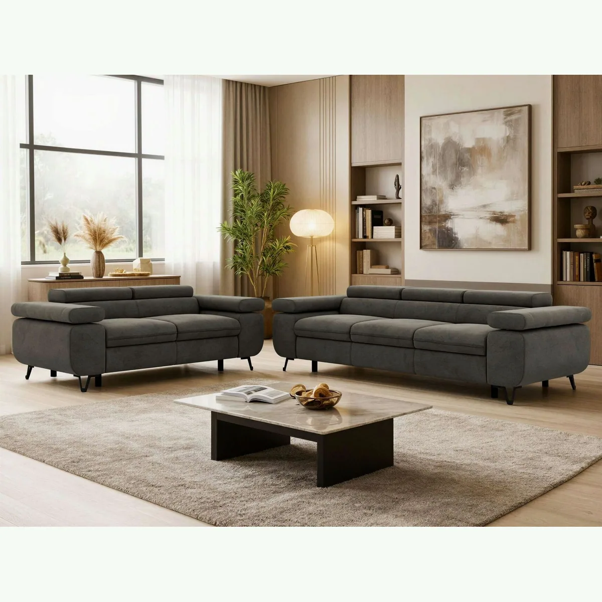 MKS MÖBEL Polstergarnitur PETER, modernes Sofa-Set mit verstellbaren Elementen