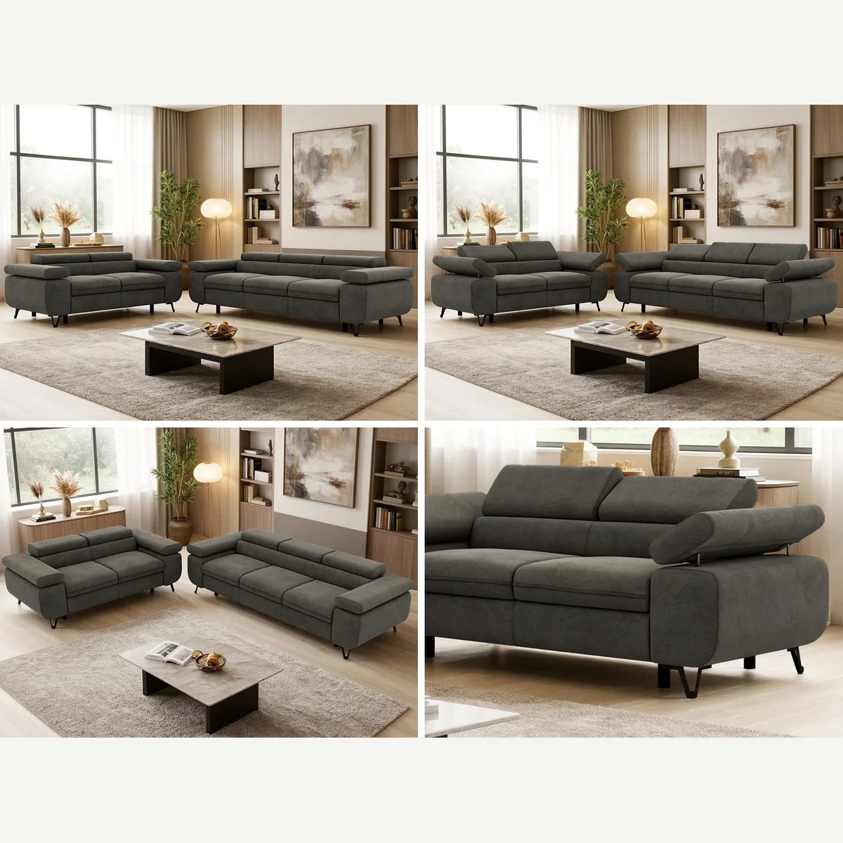 MKS MÖBEL Polstergarnitur PETER, modernes Sofa-Set mit verstellbaren Elementen 3