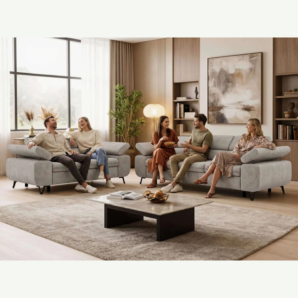 MKS MÖBEL Polstergarnitur PETER, modernes Sofa-Set mit verstellbaren Elementen 4