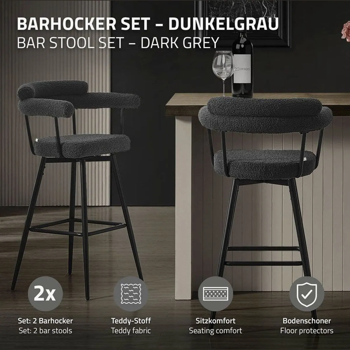 ML-DESIGN Barhocker-Set, 360° drehbar, gepolstert, modern & stabil 2