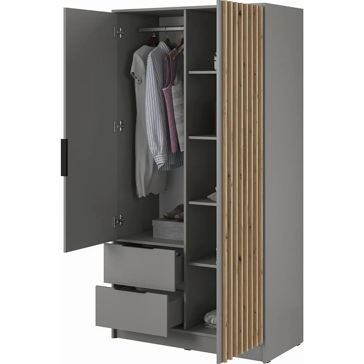 MOEBLO Kleiderschrank JOHN, zeitloses Design, praktische Innenausstattung, hochwertige Verarbeitung 3