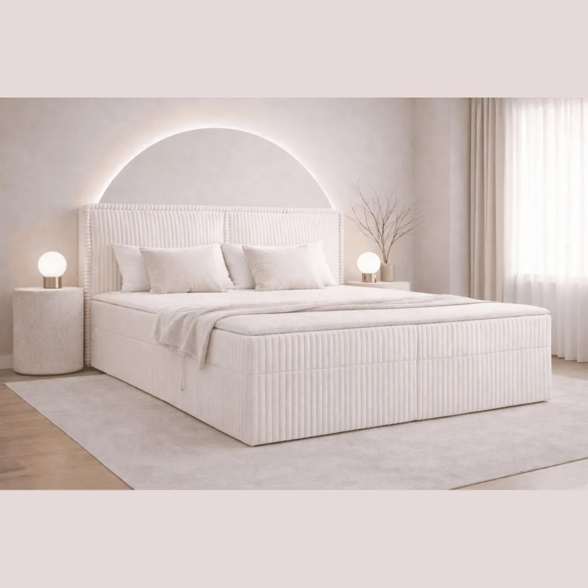 MOEBLO Boxbett Bett 04, elegantes Design, praktischer Stauraum, komfortabler Topper