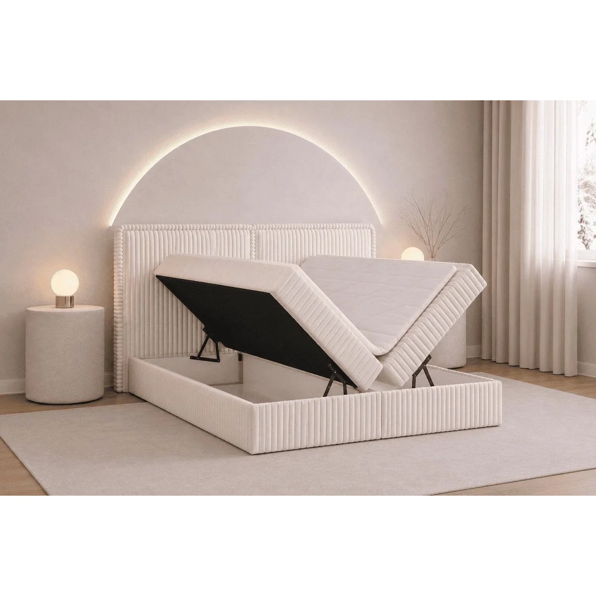 MOEBLO Boxbett Bett 04, elegantes Design, praktischer Stauraum, komfortabler Topper 5