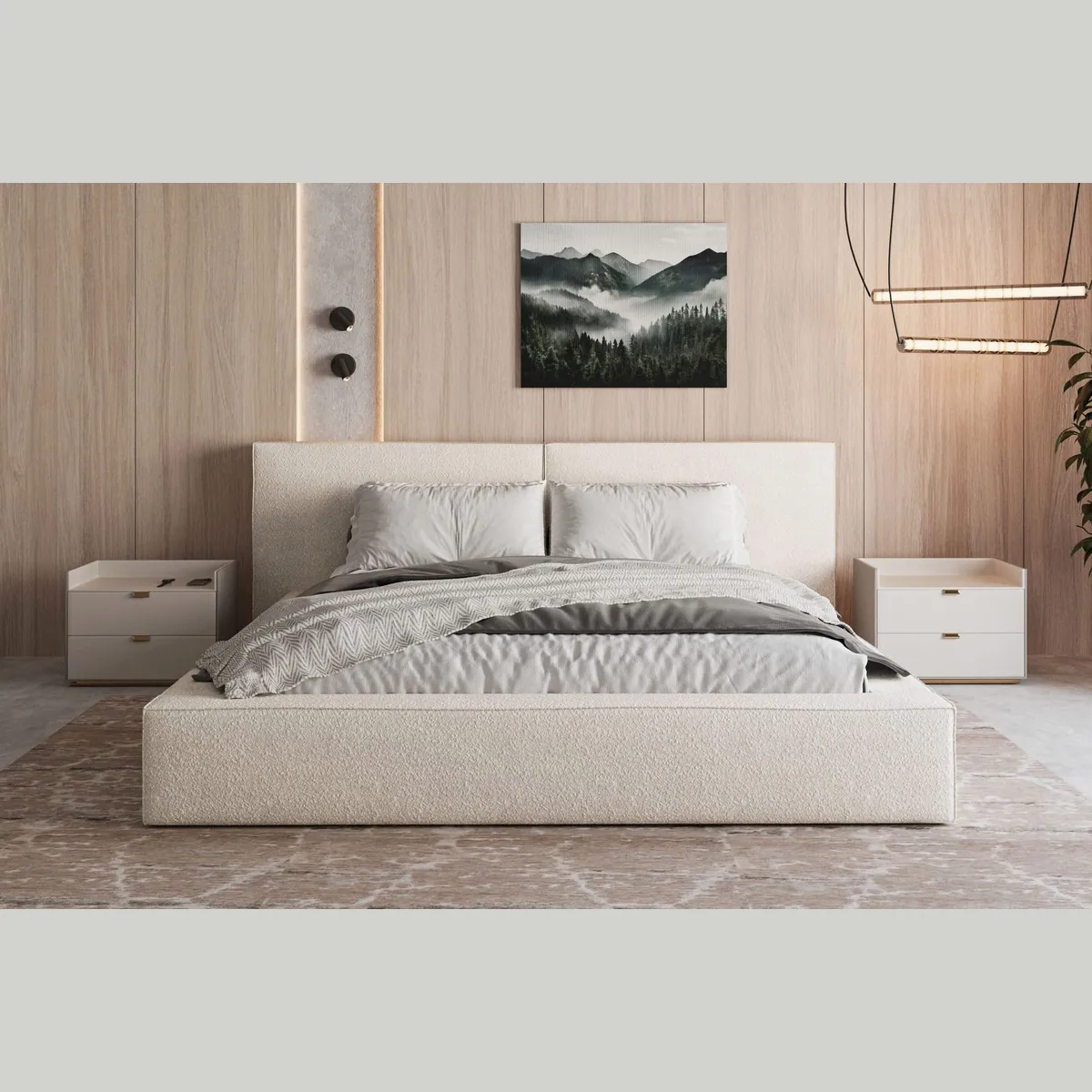 MOEBLO Polsterbett 06, elegantes Design, praktischer Stauraum, gepolsterte Kopfstütze 2