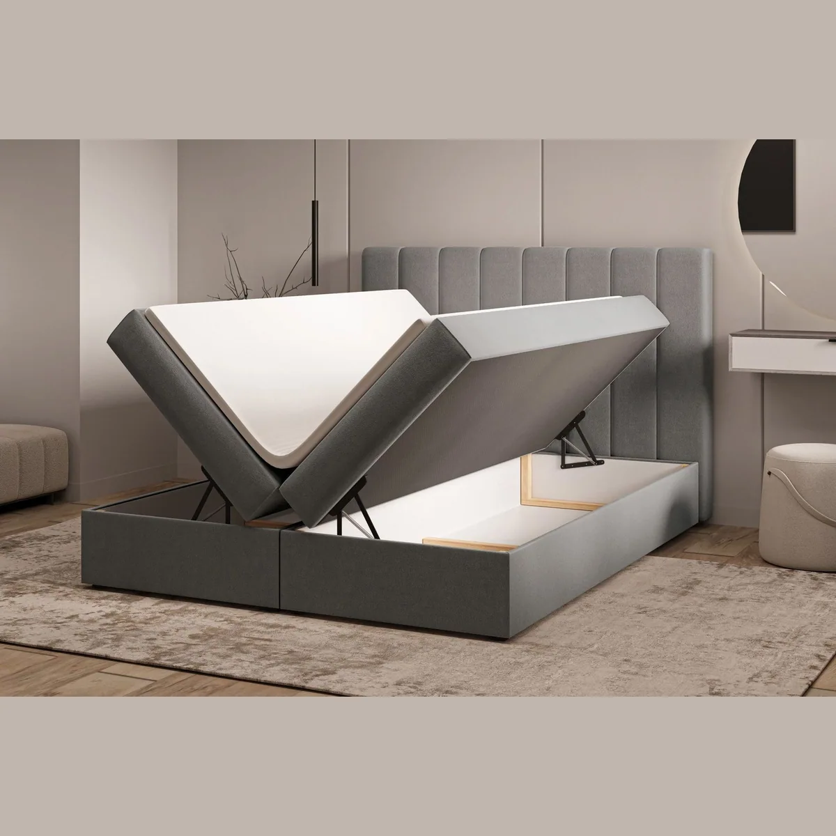 MOEBLO Boxbett Bett 01, elegantes Design, praktischer Stauraum, komfortables Kopfteil — 140x200 cm 4