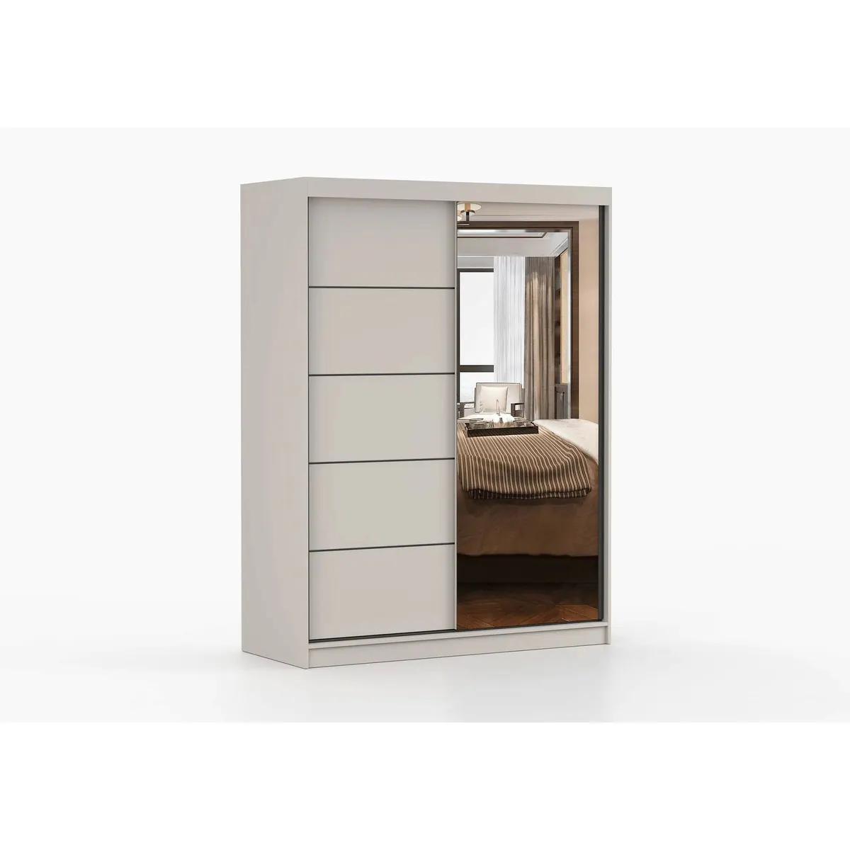 MOEBLO LARA 05 Kleiderschrank, elegantes Design in Kaschmir mit Spiegel und Schiebetüren 2