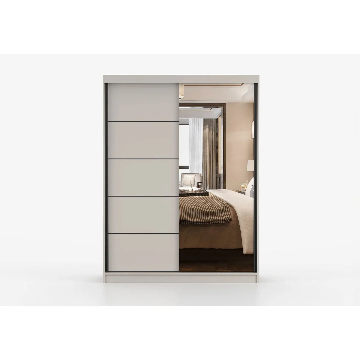 MOEBLO LARA 05 Kleiderschrank, elegantes Design in Kaschmir mit Spiegel und Schiebetüren 3