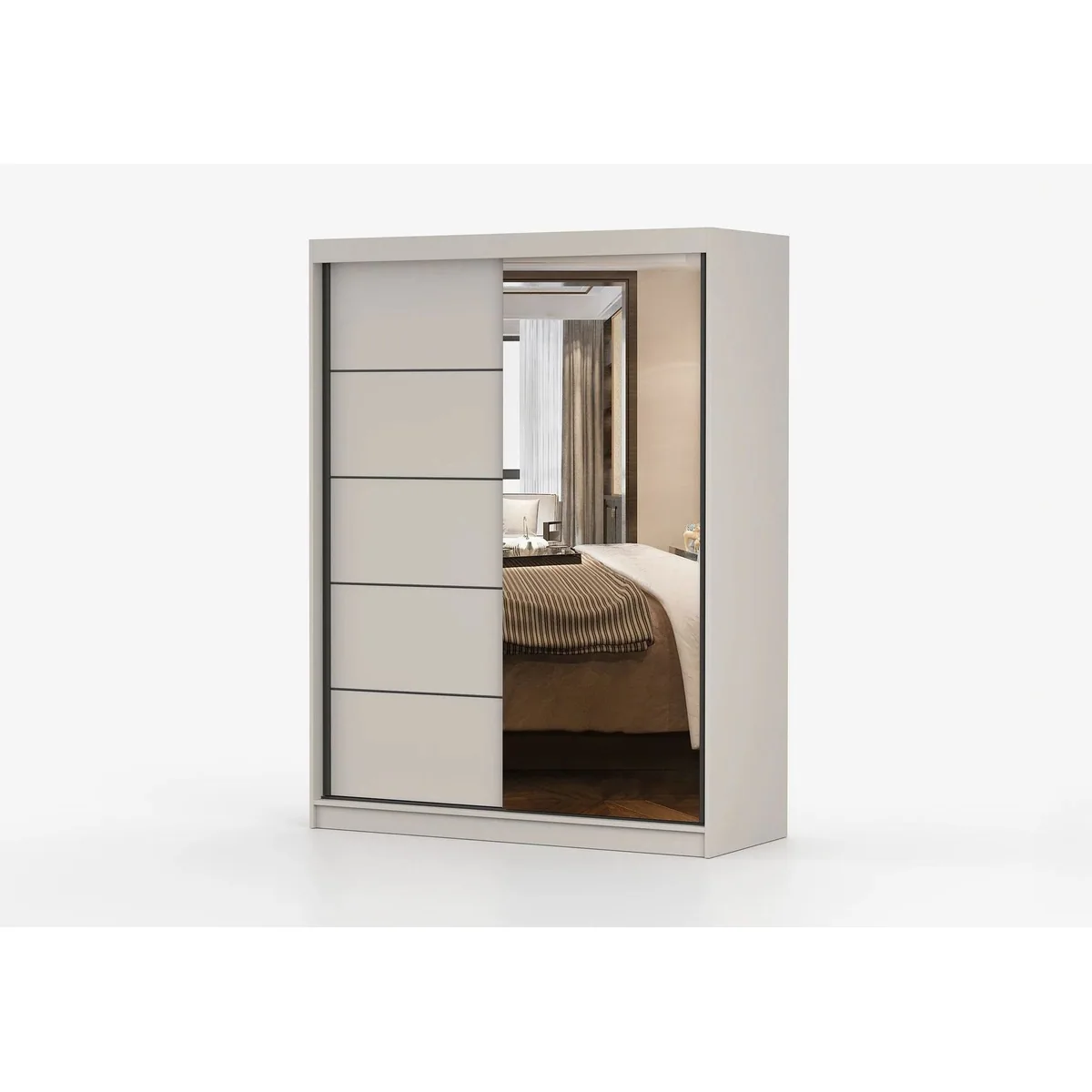 MOEBLO LARA 05 Kleiderschrank, elegantes Design in Kaschmir mit Spiegel und Schiebetüren 4