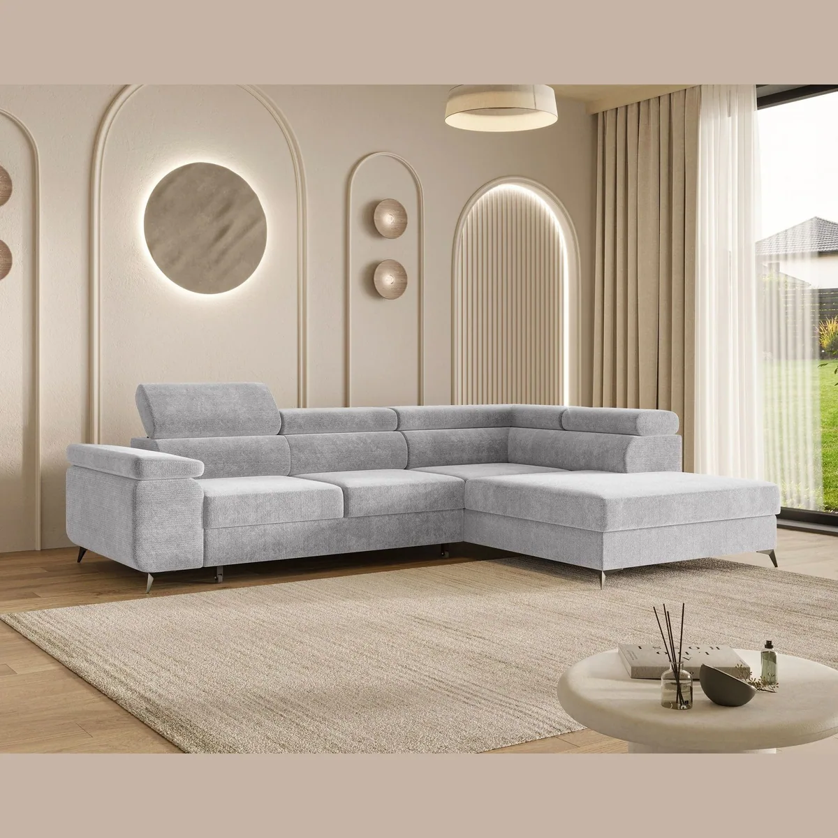 MOEBLO Ecksofa OSTIN, 290 cm – modernes L-Sofa mit Schlaffunktion und Bettkasten