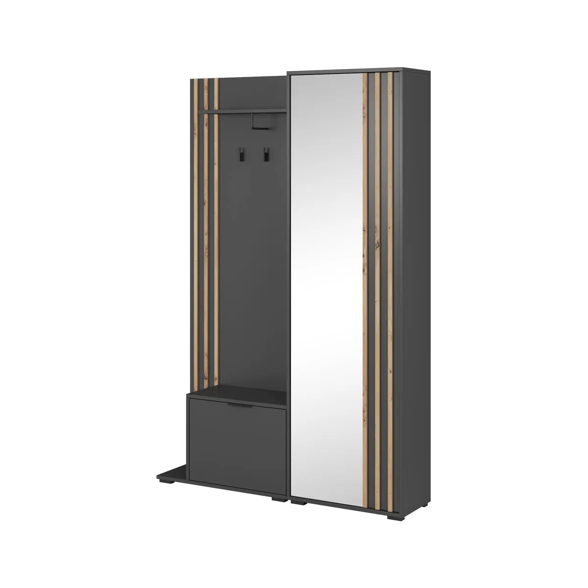 MOEBLO Kompaktgarderobe JOHN, mit Spiegel, vielseitiger Stauraum, modernes Design 3