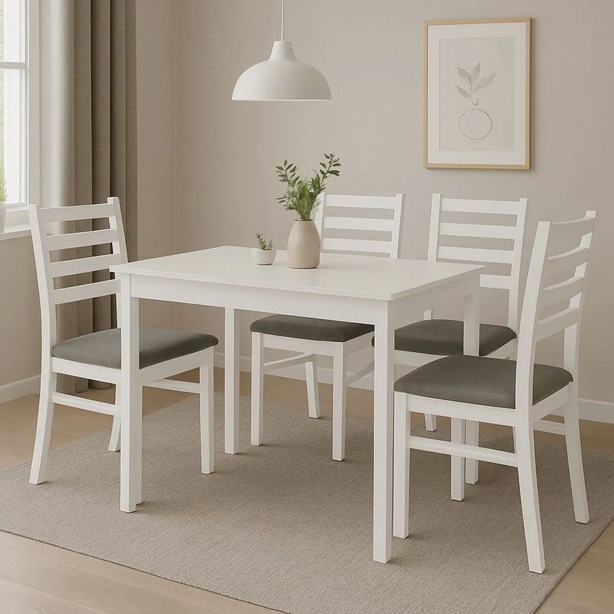moebel-direkt-online Essgruppe 5tlg., elegantes Design, massives Holz, pflegeleichte Stühle