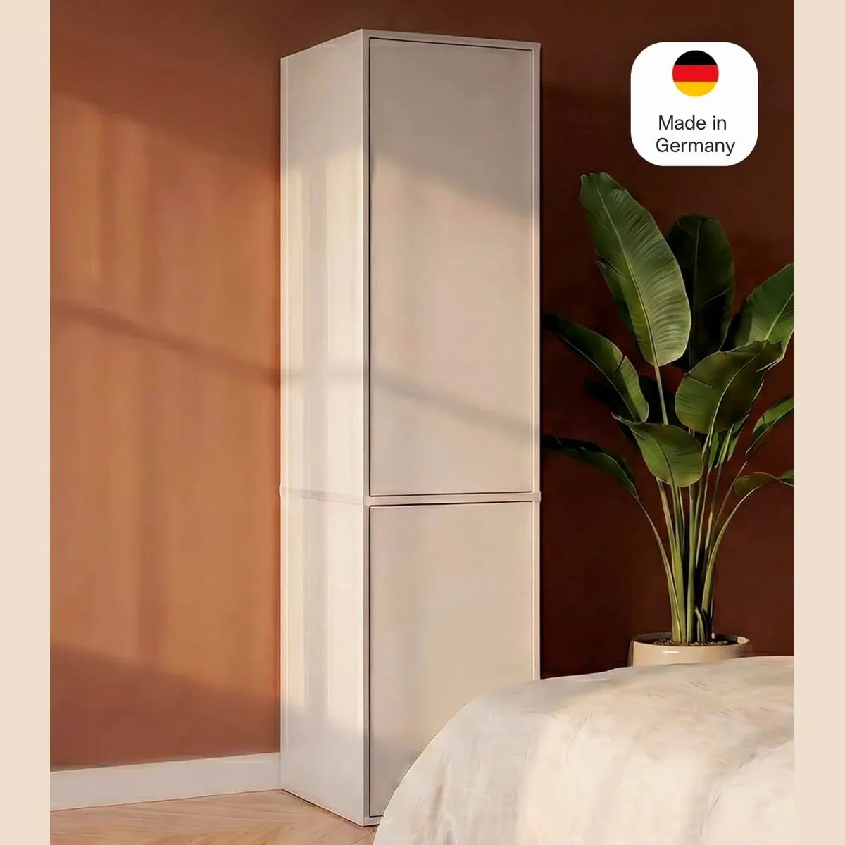 mokebo Robe Kleiderschrank Beige, Push-to-Open, Made in Germany — Flexibel, langlebig, grifflos