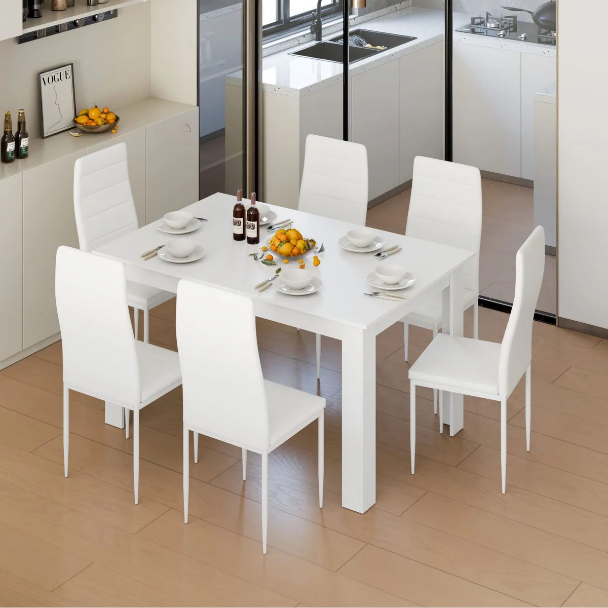 Mondeer Essgruppe 7-tlg, eleganter Esstisch mit 6 Stühlen